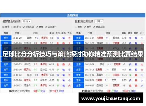 足球比分分析技巧与策略探讨助你精准预测比赛结果